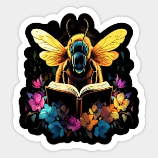 Bee Reads Book Sticker